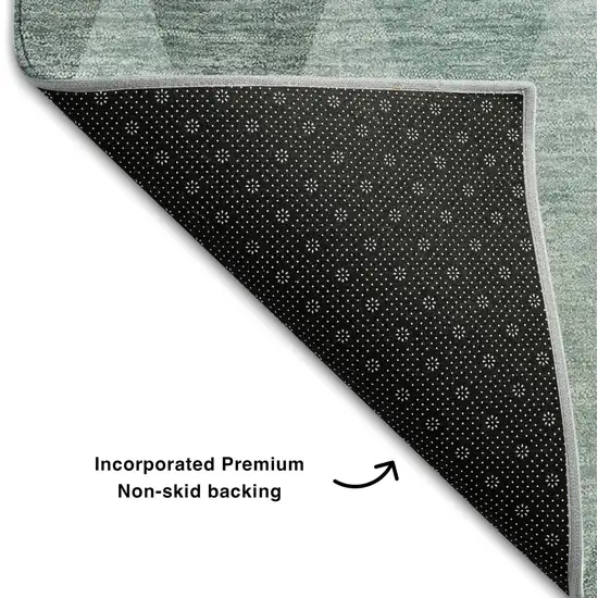 Teal And Gray Geometric Washable Area Rug With UV Protection Photo 6
