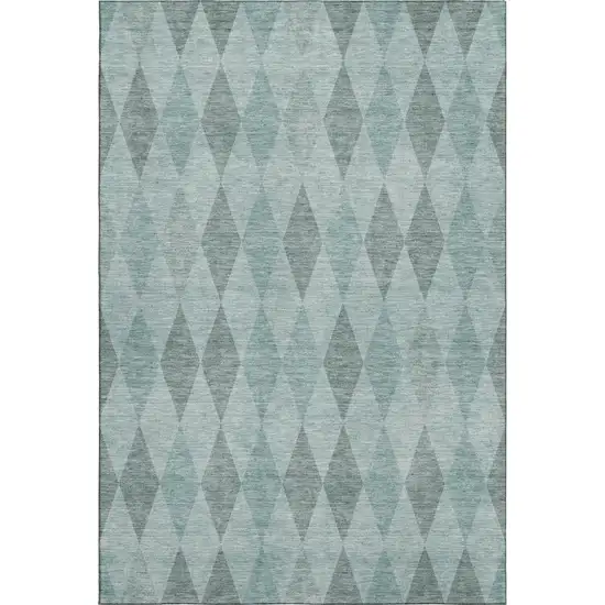 Teal And Gray Geometric Washable Area Rug With UV Protection Photo 1