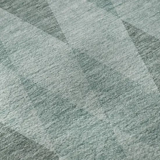 Teal And Gray Geometric Washable Area Rug With UV Protection Photo 9
