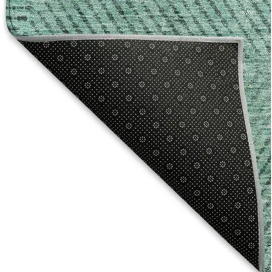 Teal And Gray Geometric Washable Area Rug With UV Protection Photo 7