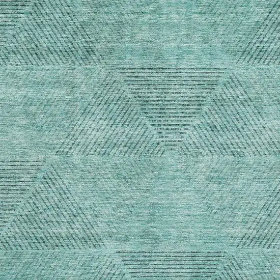 Teal And Gray Geometric Washable Area Rug With UV Protection Photo 3