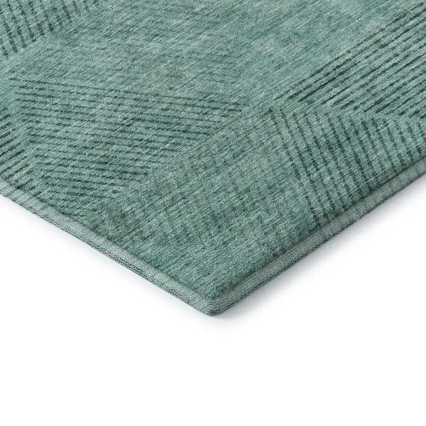 Teal And Gray Geometric Washable Area Rug With UV Protection Photo 7