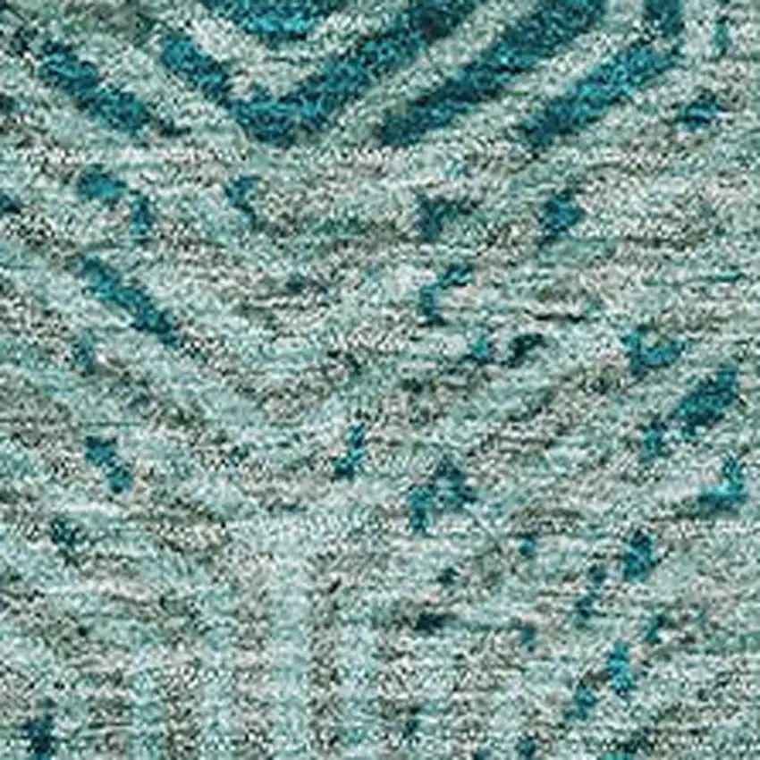Teal And Gray Geometric Washable Area Rug With UV Protection Photo 3