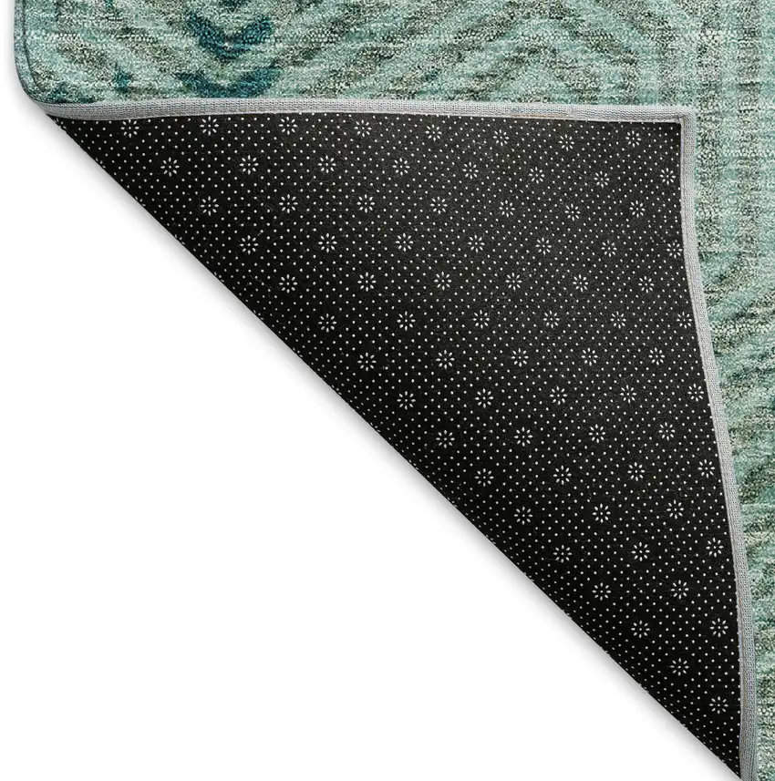 Teal And Gray Geometric Washable Area Rug With UV Protection Photo 7