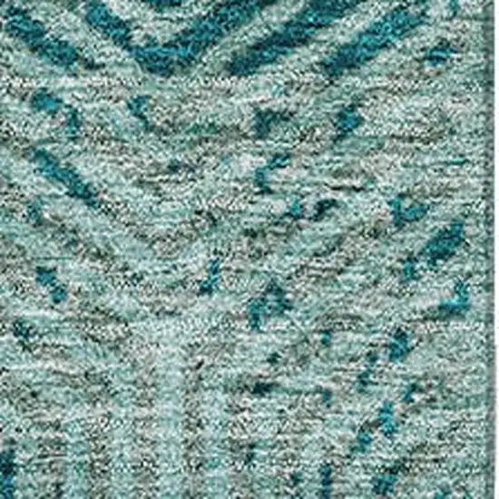 Teal And Gray Geometric Washable Area Rug With UV Protection Photo 3