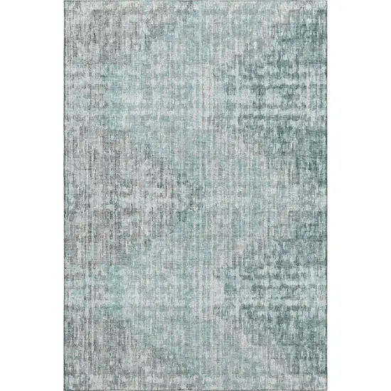 Teal And Gray Geometric Washable Area Rug With UV Protection Photo 1