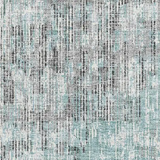 Teal And Gray Geometric Washable Area Rug With UV Protection Photo 3