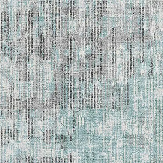 Teal And Gray Geometric Washable Area Rug With UV Protection Photo 3