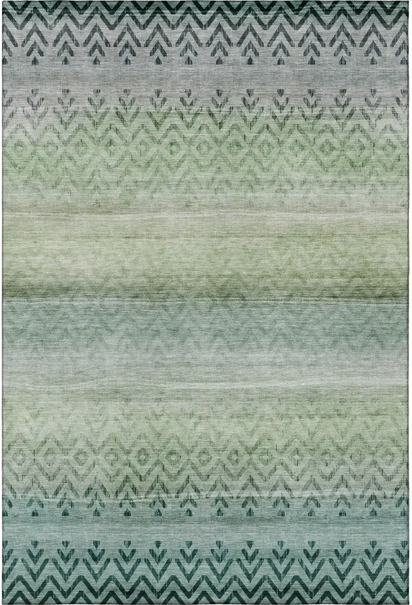 Teal And Gray Geometric Washable Area Rug With UV Protection Photo 3