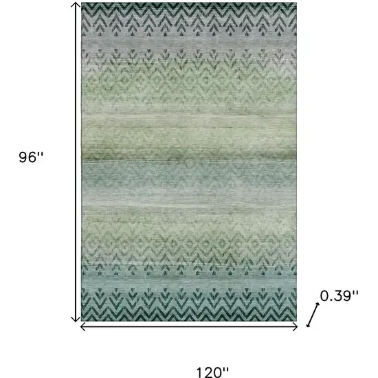 Teal And Gray Geometric Washable Area Rug With UV Protection Photo 9