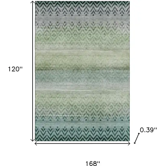 Teal And Gray Geometric Washable Area Rug With UV Protection Photo 9