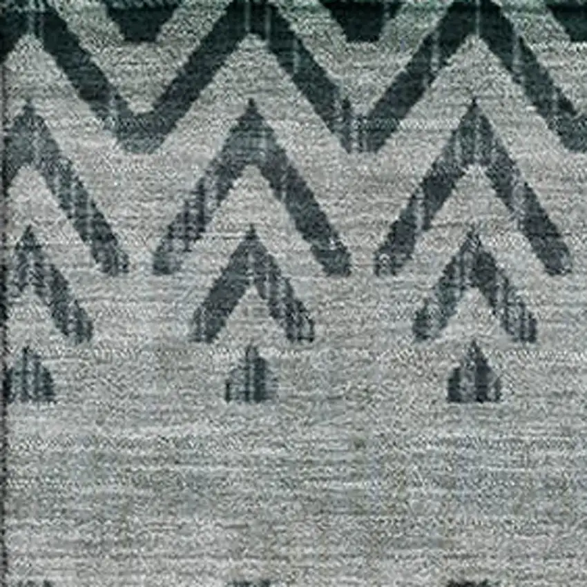 Teal And Gray Geometric Washable Area Rug With UV Protection Photo 3