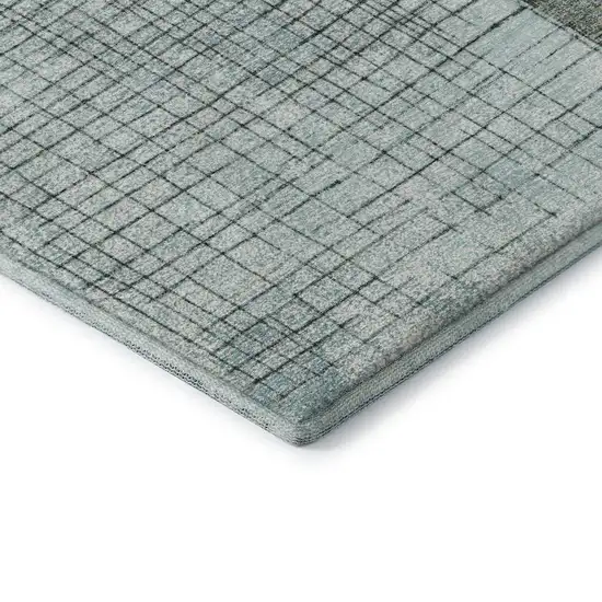 Teal And Gray Geometric Washable Area Rug With UV Protection Photo 7