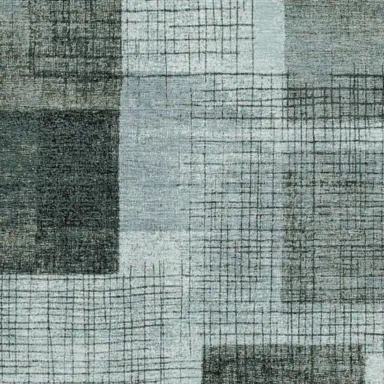 Teal And Gray Geometric Washable Area Rug With UV Protection Photo 3