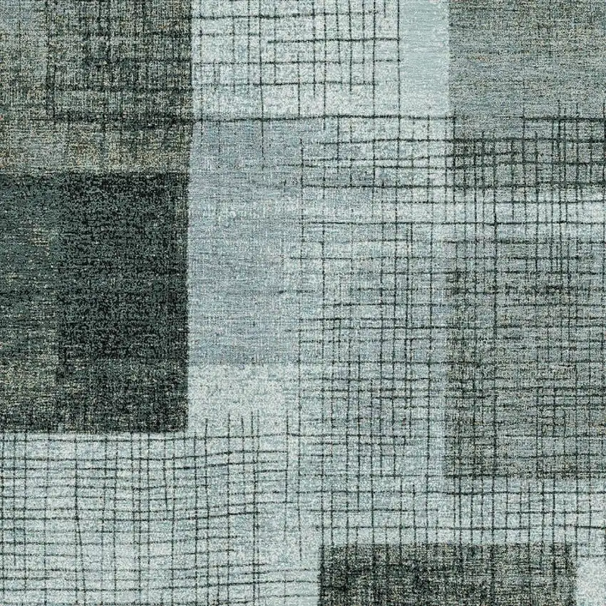 Teal And Gray Geometric Washable Area Rug With UV Protection Photo 3