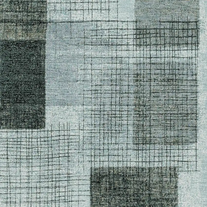 Teal And Gray Geometric Washable Area Rug With UV Protection Photo 3