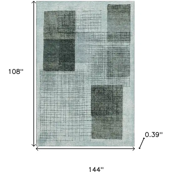 Teal And Gray Geometric Washable Area Rug With UV Protection Photo 9