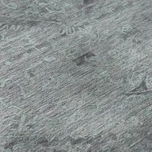 Photo of Teal And Gray Medallion Washable Area Rug With UV Protection