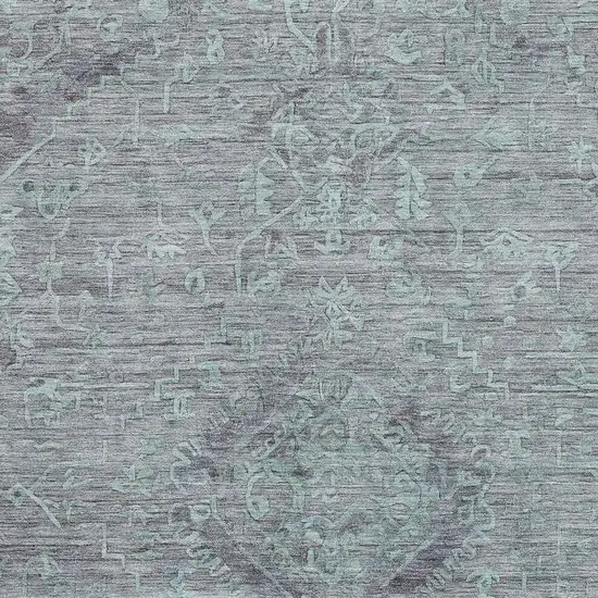 Teal And Gray Medallion Washable Area Rug With UV Protection Photo 3
