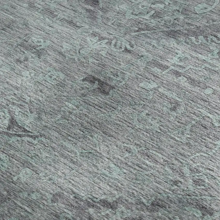 Teal And Gray Medallion Washable Area Rug With UV Protection Photo 2