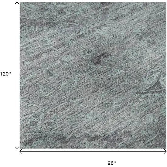 Teal And Gray Medallion Washable Area Rug With UV Protection Photo 8