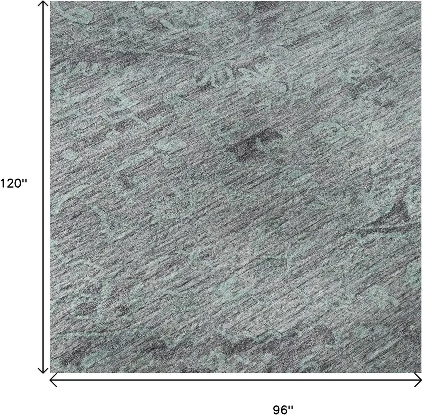 Teal And Gray Medallion Washable Area Rug With UV Protection Photo 8