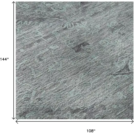 Teal And Gray Medallion Washable Area Rug With UV Protection Photo 8