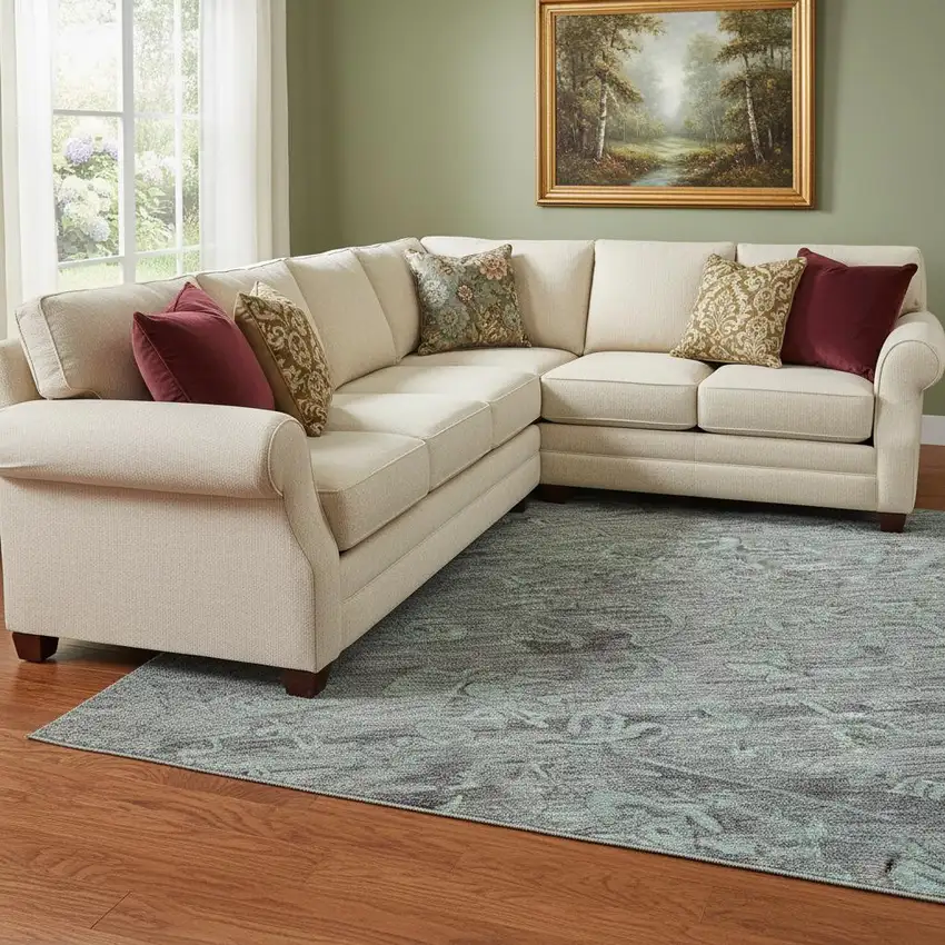 Teal And Gray Medallion Washable Area Rug With UV Protection Photo 2