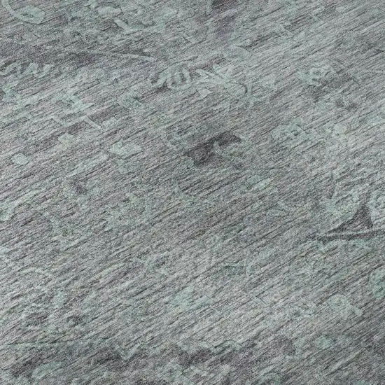 Teal And Gray Medallion Washable Area Rug With UV Protection Photo 1