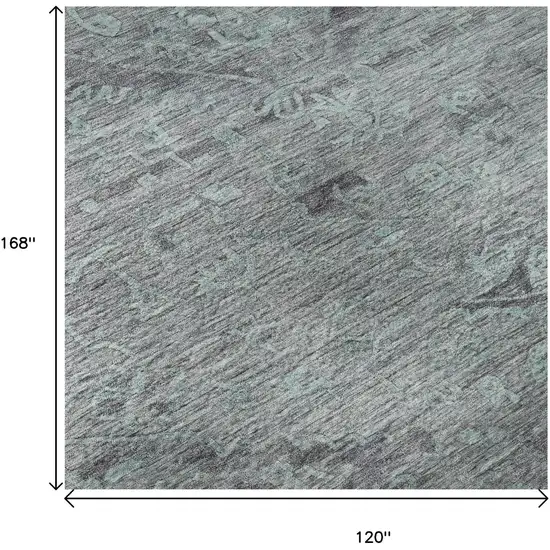 Teal And Gray Medallion Washable Area Rug With UV Protection Photo 8