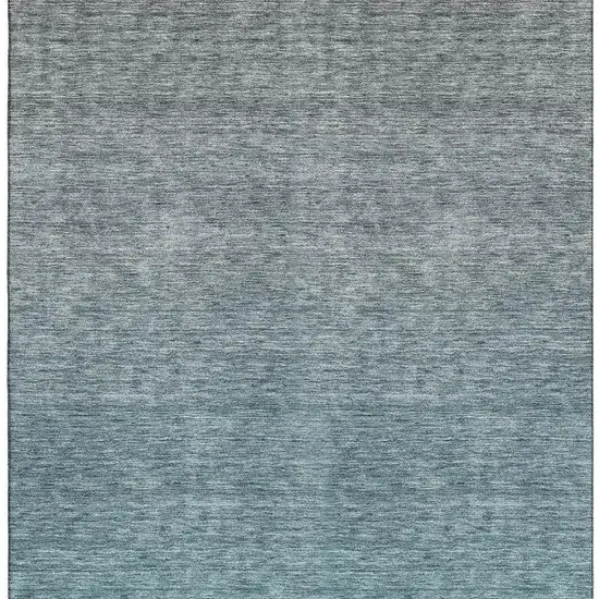 Teal And Gray Ombre Washable Area Rug With UV Protection Photo 4