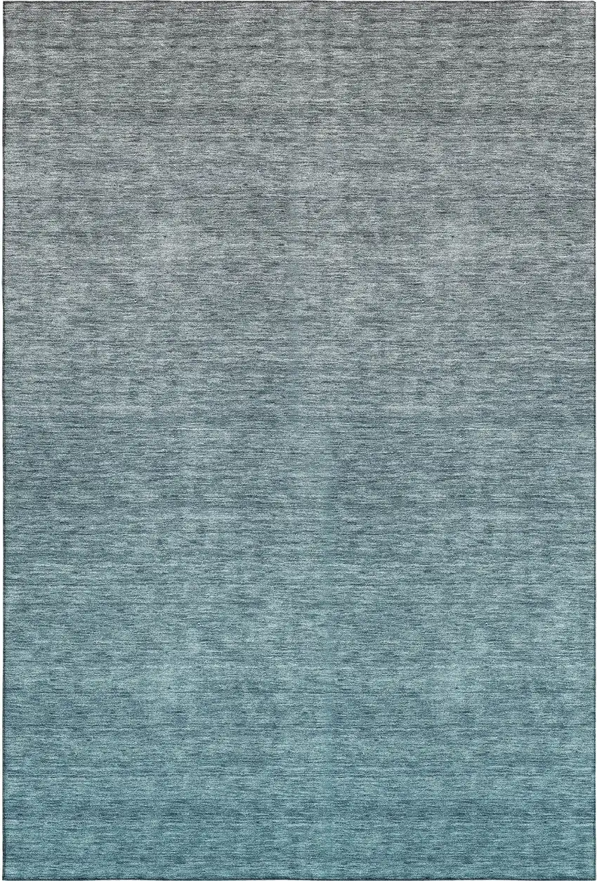 Teal And Gray Ombre Washable Area Rug With UV Protection Photo 1