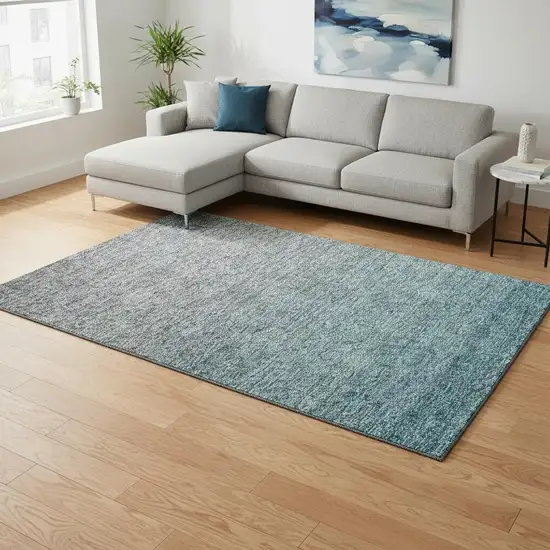 Teal And Gray Ombre Washable Area Rug With UV Protection Photo 2