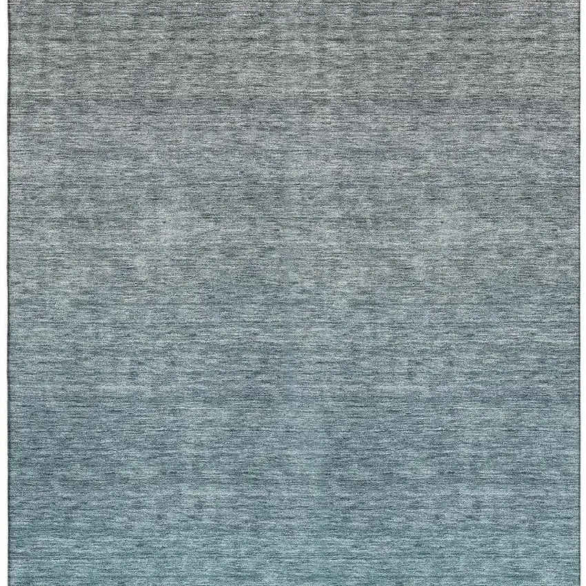 Teal And Gray Ombre Washable Area Rug With UV Protection Photo 3