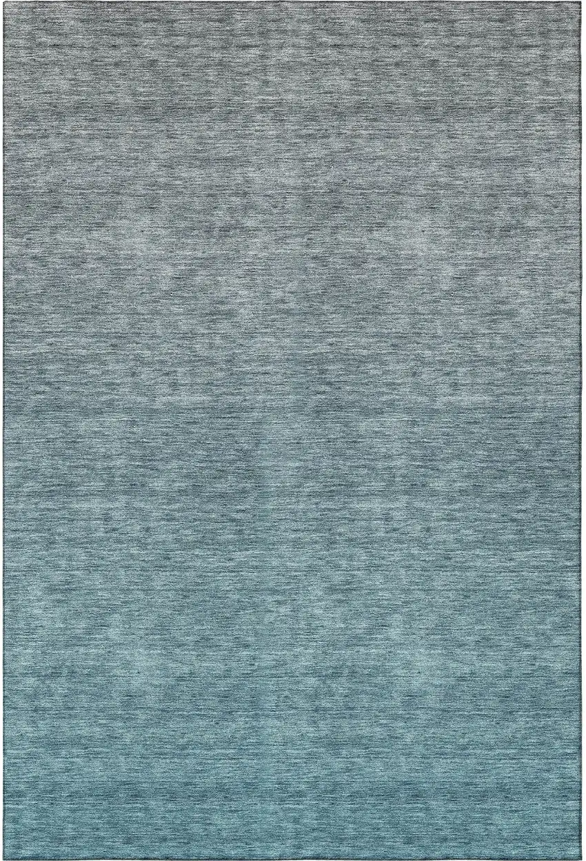 Teal And Gray Ombre Washable Area Rug With UV Protection Photo 4