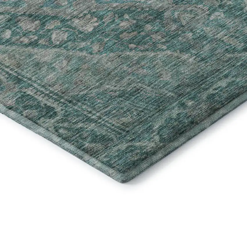 Teal And Gray Oriental Washable Area Rug With UV Protection Photo 6