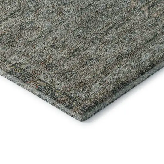 Teal And Gray Oriental Washable Area Rug With UV Protection Photo 7
