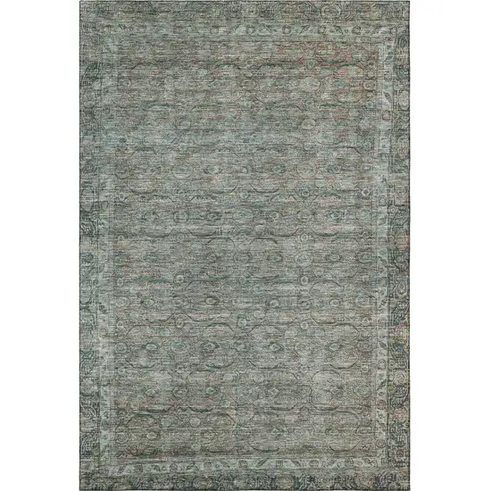 Teal And Gray Oriental Washable Area Rug With UV Protection Photo 3