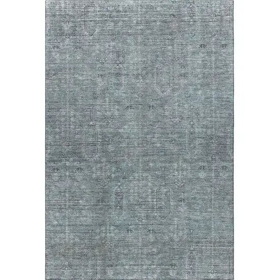 Teal And Gray Southwestern Washable Area Rug With UV Protection Photo 3