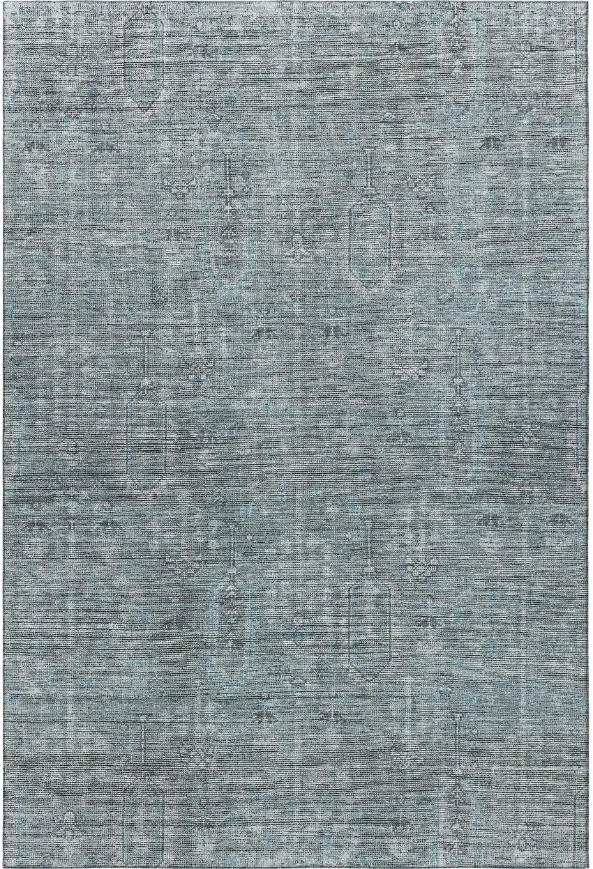 Teal And Gray Southwestern Washable Area Rug With UV Protection Photo 3