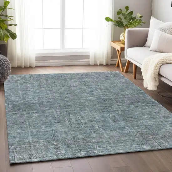 Teal And Gray Southwestern Washable Area Rug With UV Protection Photo 6