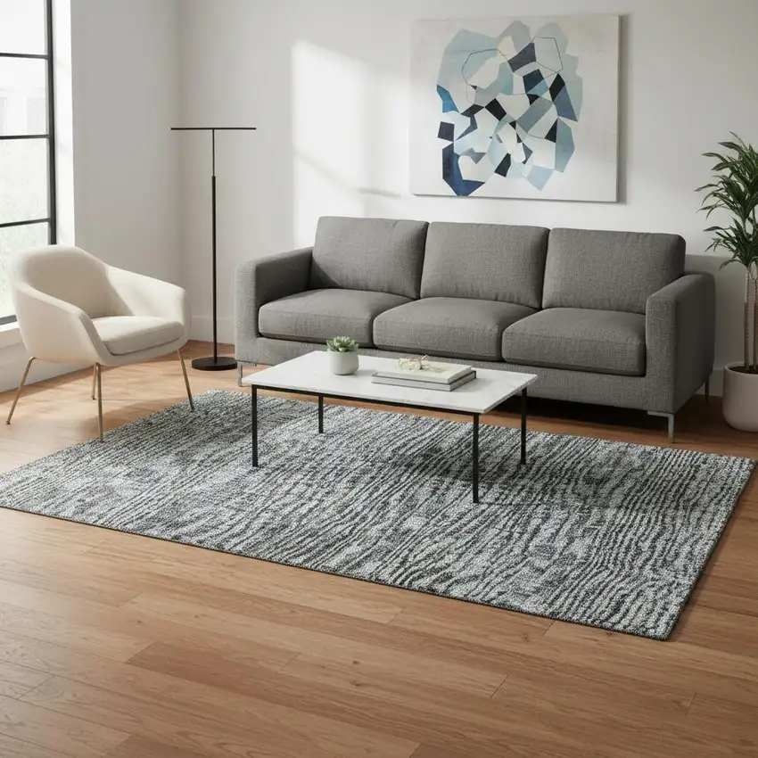 Teal And Gray Southwestern Washable Area Rug With UV Protection Photo 2