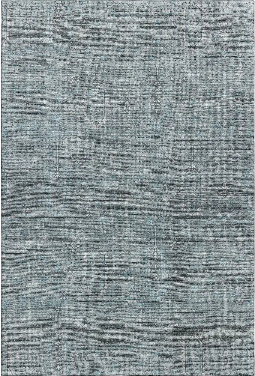 Teal And Gray Southwestern Washable Area Rug With UV Protection Photo 1