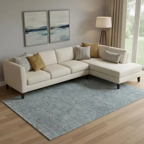 Teal And Gray Southwestern Washable Area Rug With UV Protection Photo 1