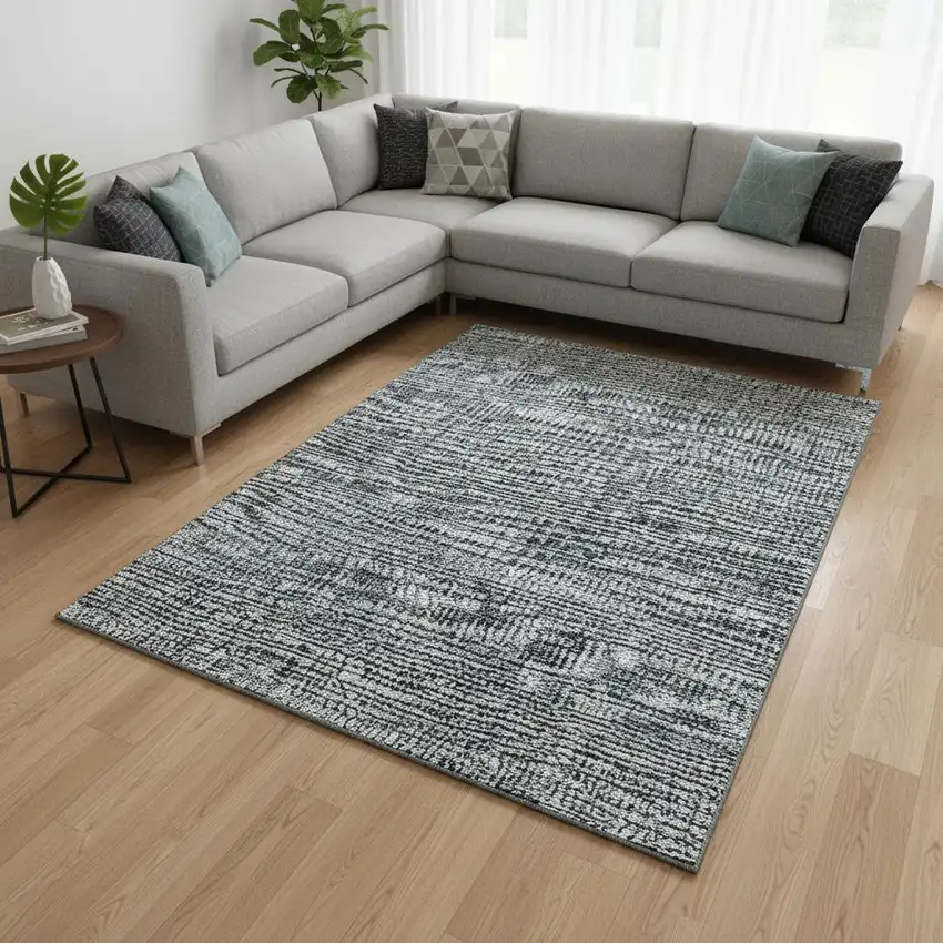 Teal And Gray Southwestern Washable Area Rug With UV Protection Photo 2