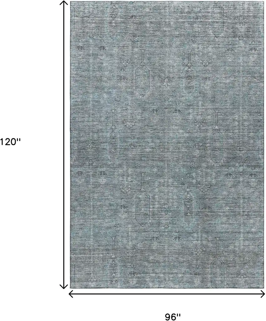 Teal And Gray Southwestern Washable Area Rug With UV Protection Photo 3