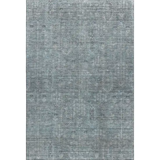 Teal And Gray Southwestern Washable Area Rug With UV Protection Photo 1