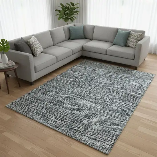 Teal And Gray Southwestern Washable Area Rug With UV Protection Photo 2