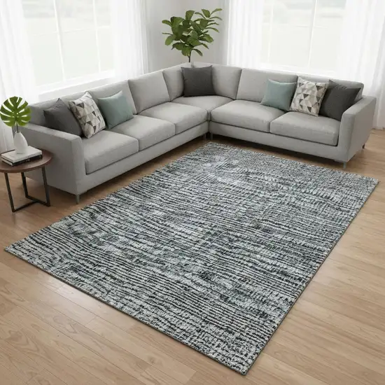 Teal And Gray Southwestern Washable Area Rug With UV Protection Photo 2