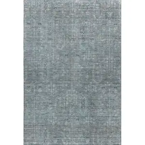 Photo of Teal And Gray Southwestern Washable Area Rug With UV Protection